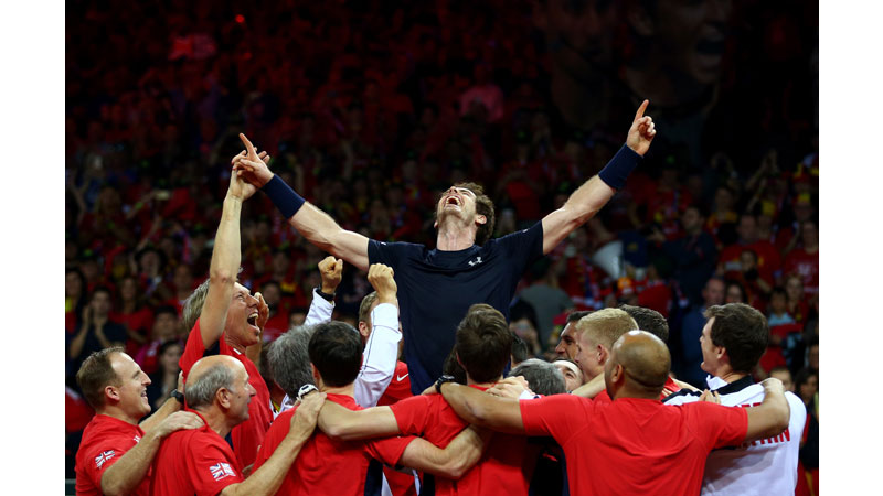 123/218 Andy Murray and  Team GB win the Davis Cup Ghent 2015