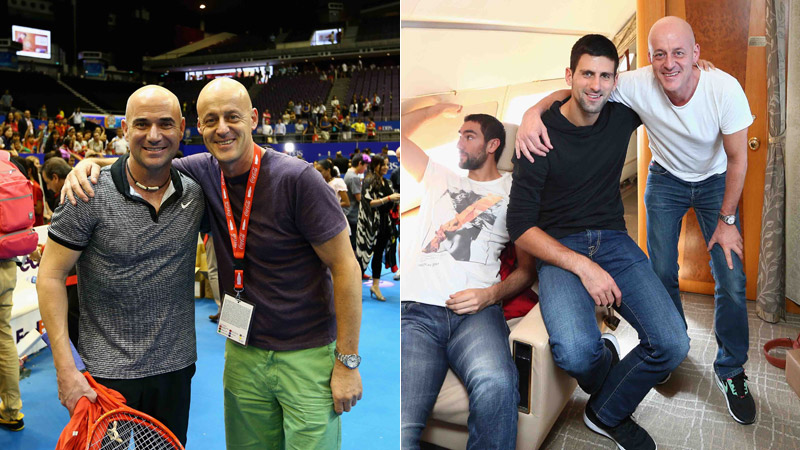 46/112 With tennis legend Andre Agassi in Singapore for the IPTL Tour Dec 2014 / Flying with Novak from Delhi to Dubai for the IPTL Tour Dec 2014