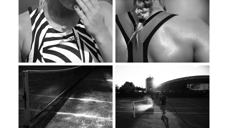 4/7 
Kristina Mladenovic, France;
Kristina Mladenovic, France;
Clay court end of day preparation, Roland Garros;
A freshly prepared clay court at the end of the day

