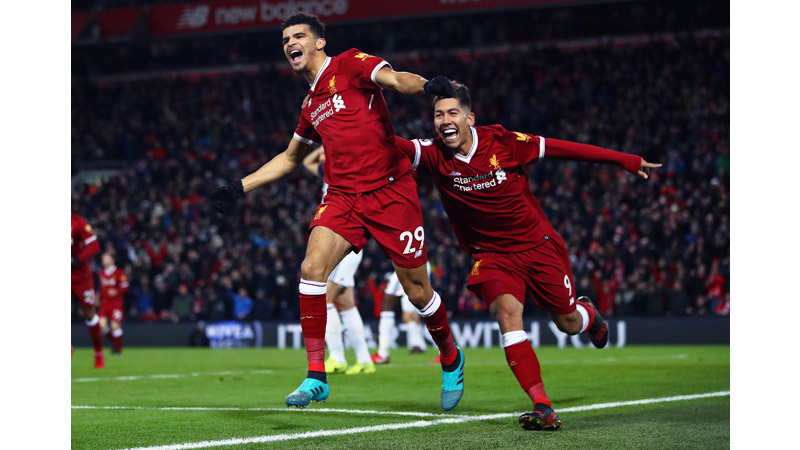 108/218 Solanke and Firmino celebrate for Liverpool, 2017