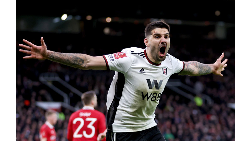 20/218 Aleksandar Mitrovic celebrates - Manchester United v Fulham 2023
