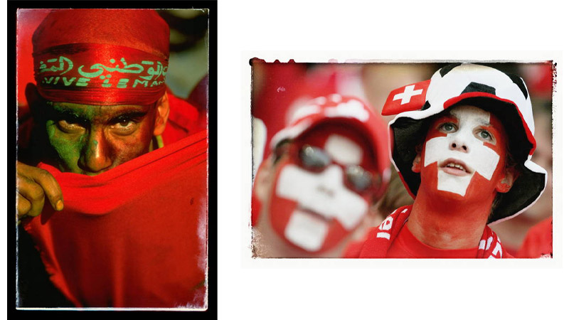 38/42 A Morocco fan, Casablanca, 1997; Swiss Fans Hanover, World Cup, Germany 2006
